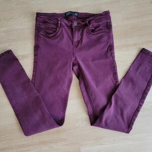 ZARA Denim Trafaluc Burgundy Skinny Jeans Women Size 8
